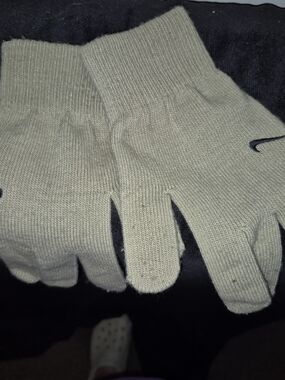 Men's Knit  Gloves - Cream